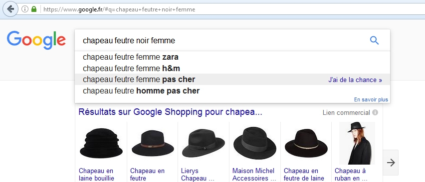 expressions clés proposées par google