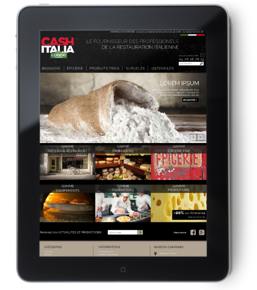 Version tablette du site Cash Italia