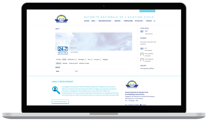 Mise en place d'une plateforme intranet sur le site de l'ANAC-C