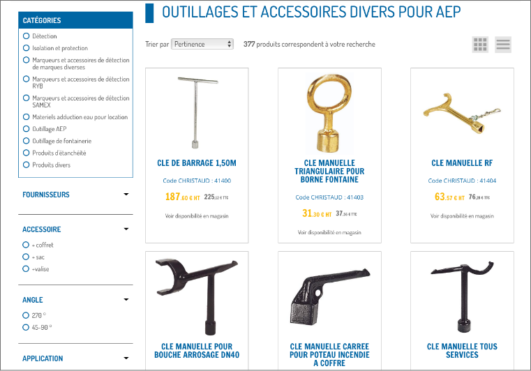 page outillages et accessoires divers